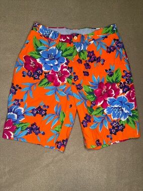 Men’s Polo by Ralph Lauren Tropical Golf Shorts 32 Orange